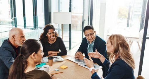 Shot of a group of businesspeople having a meeting in an office